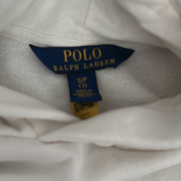 Girls Polo sweatshirt hoodie ski near dress so2 7 small ivory red and blue - Picture 3 of 3